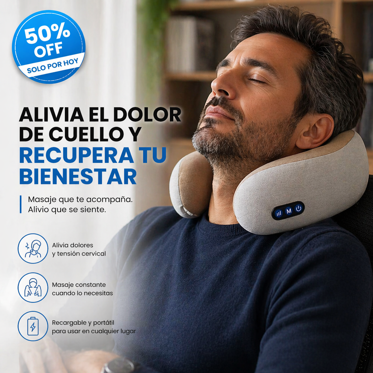 Almohada Masajeadora Cervical Recargable