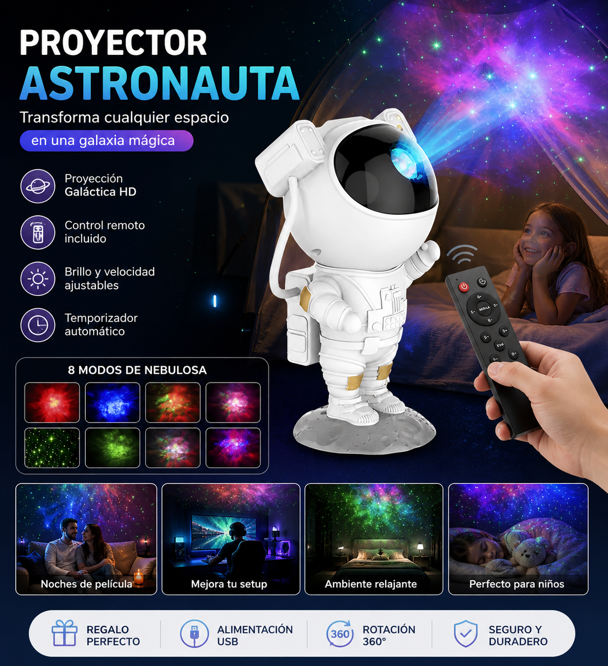 Proyector Astronauta Galaxia