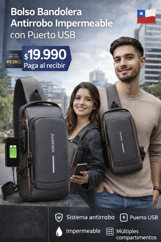 Bolso Antirrobo: Impermeable con puerto USB